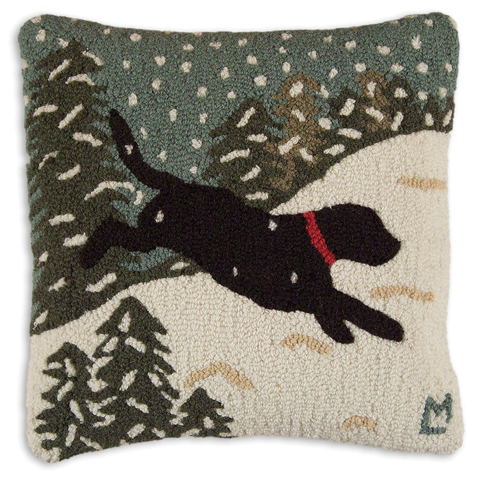 Snow Dog - Hooked Wool Pillow
