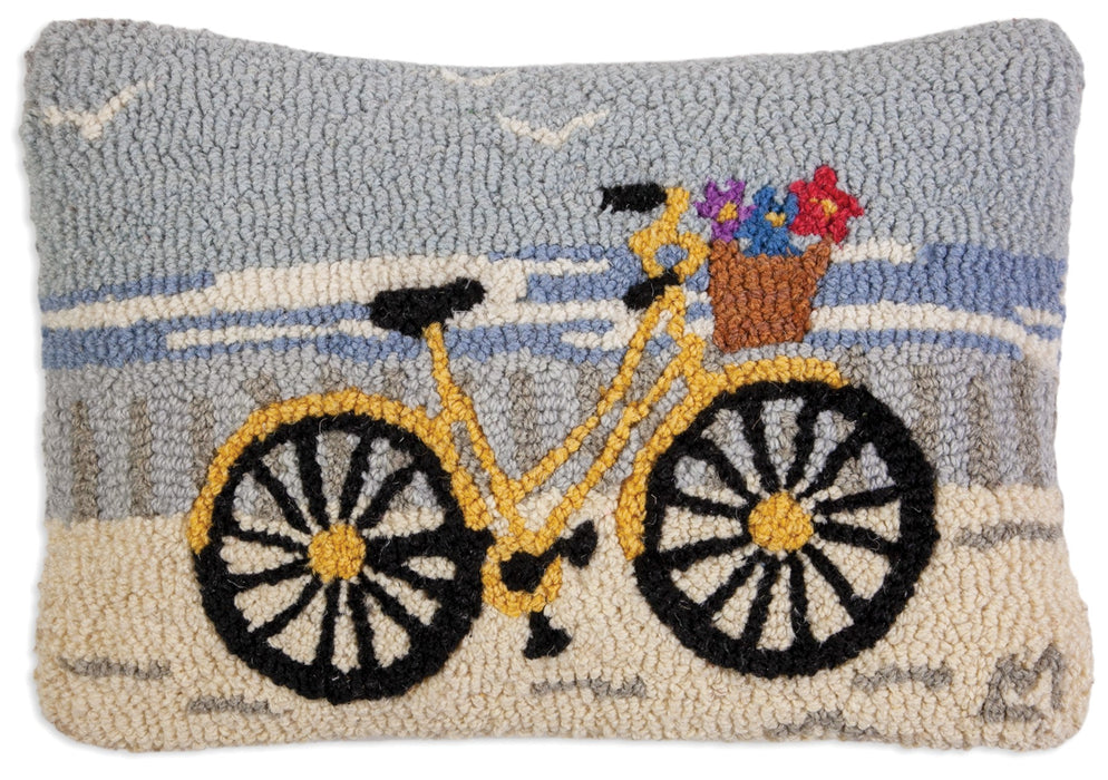 Beach Bike - Hooked Wool Pillow
