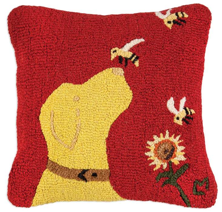 Bee My Friend Yellow - Hooked Wool Pillow
