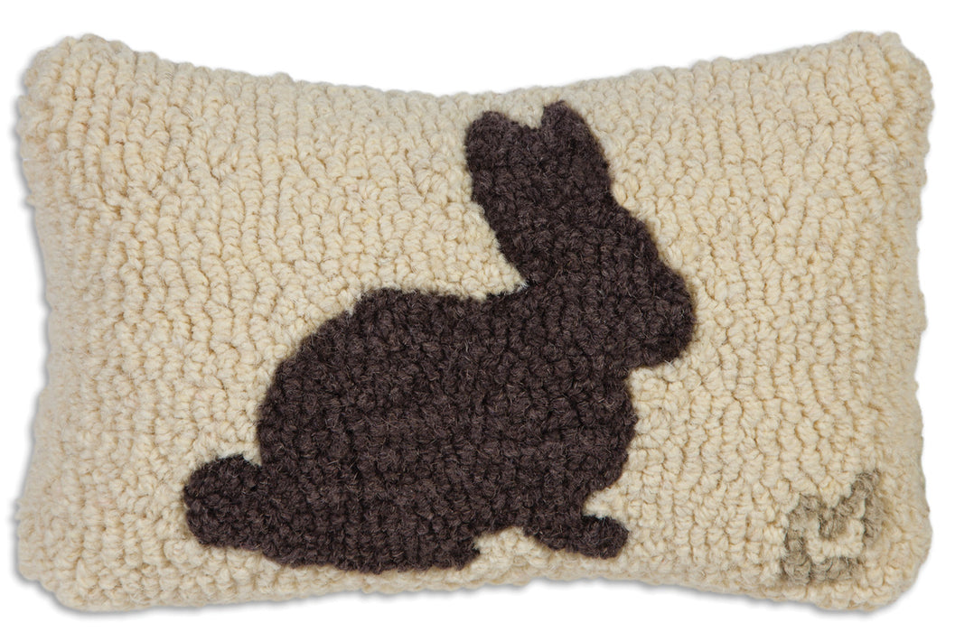 Chocolate Bunny - Hooked Wool Pillow