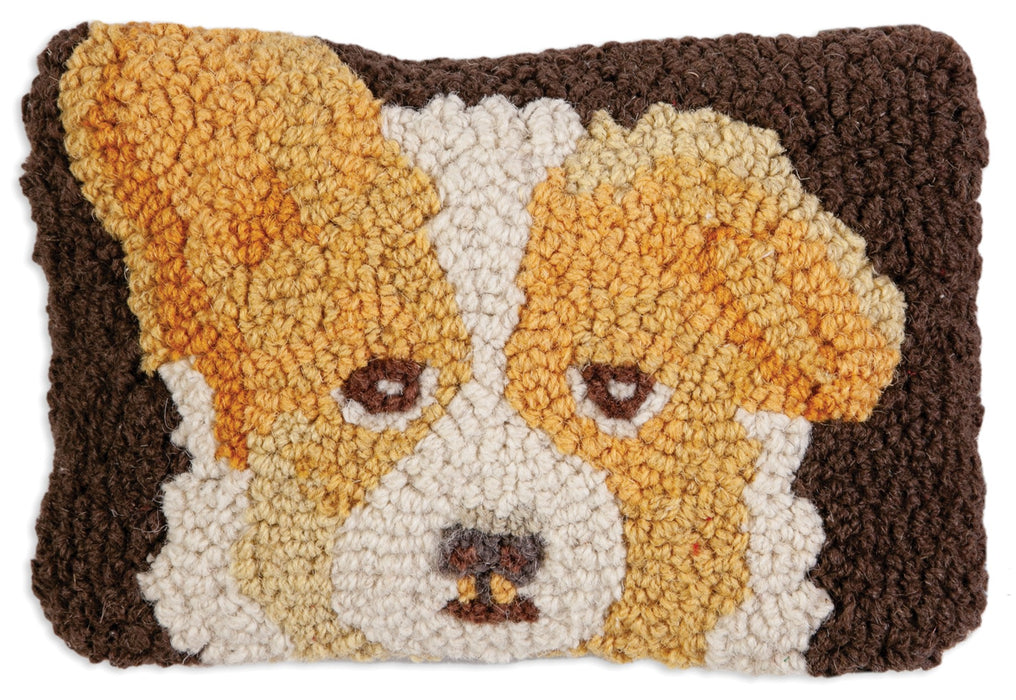 Corgi Puppy - Hooked Wool Pillow