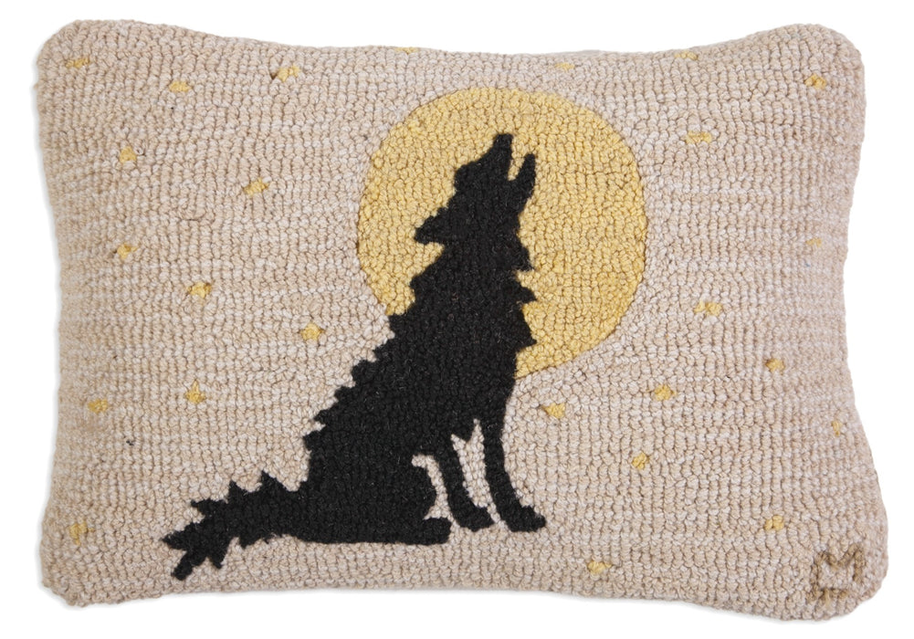 Coyote Moon - Hooked Wool Pillow