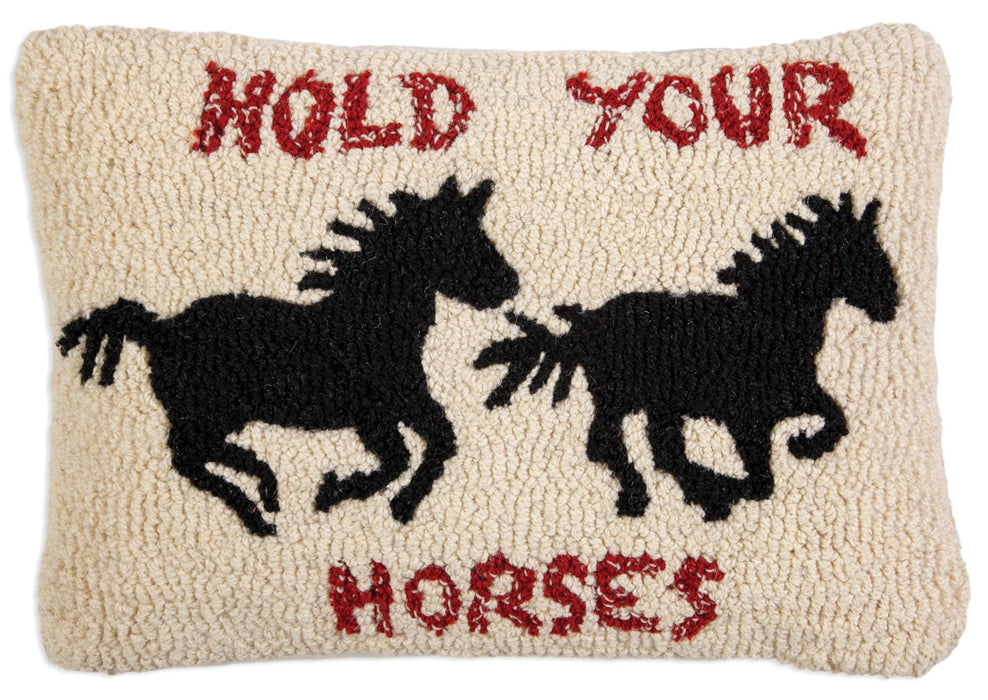 Hold Your Horses - Hooked Wool Pillow