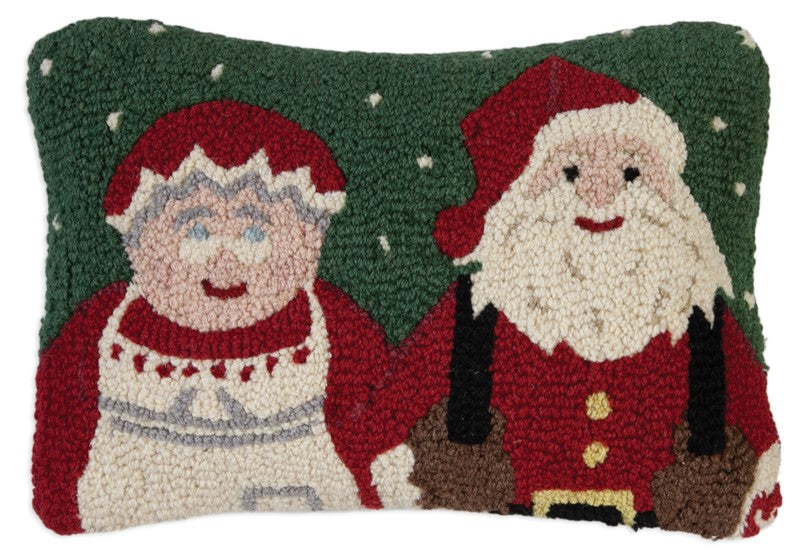 Mr. and Mrs. Claus - Hooked Wool Pillow
