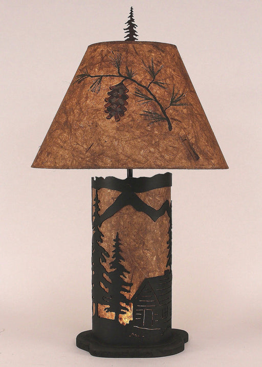 Small Table Lamp with Cabin Scene Panel