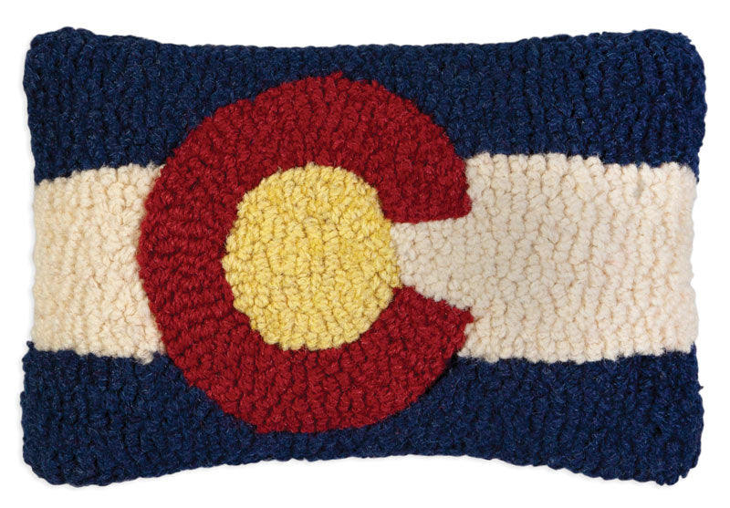 Colorado Flag - Hooked Wool Pillow