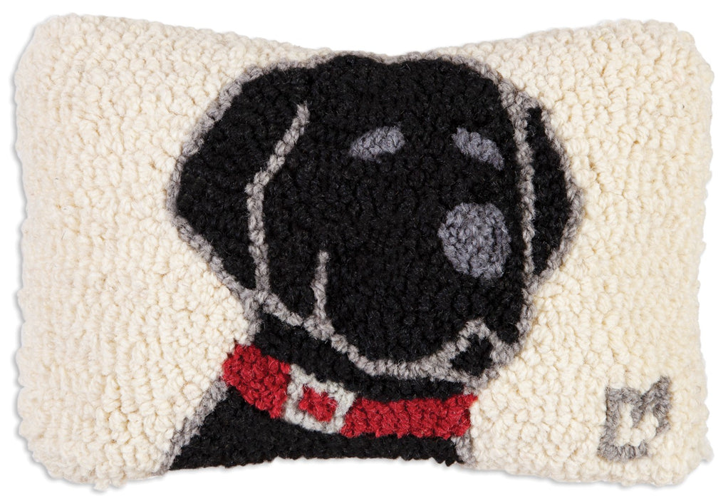 Harley Black Dog - Hooked Wool Pillow