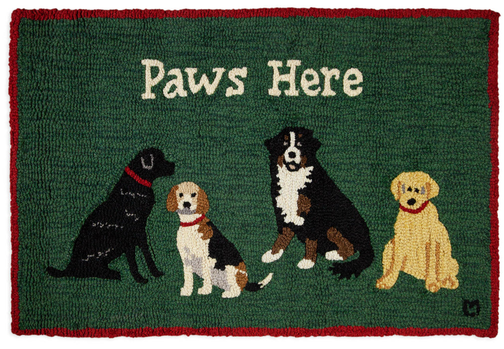 Paws Here - Hooked Wool Rug