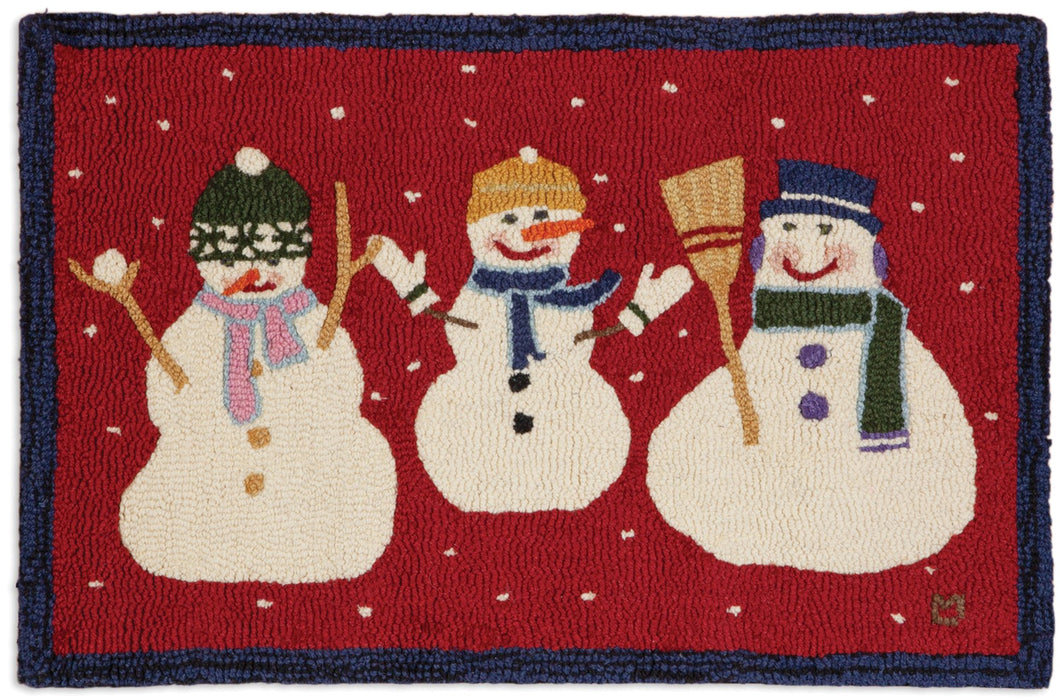 Snowman Family - Hooked Wool Rug