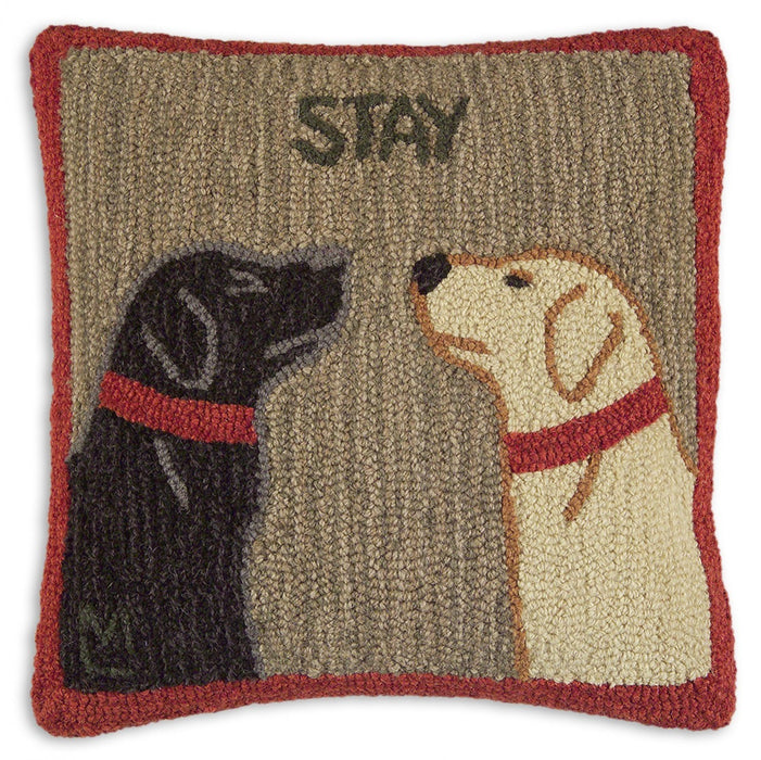 Stay There - Hooked Wool Pillow