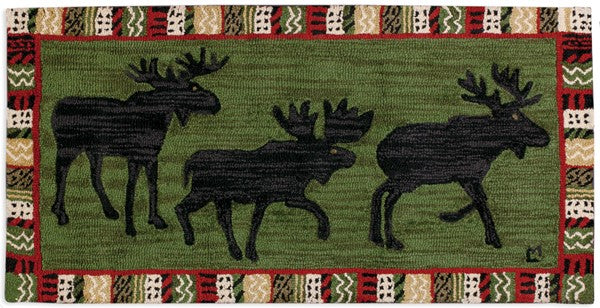 Argyle Moose - Hooked Wool Rug