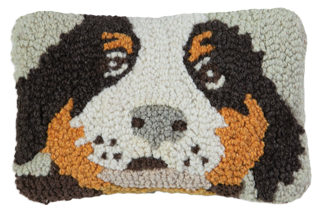 Bernese Mountain Dog Puppy - Hooked Wool Pillow