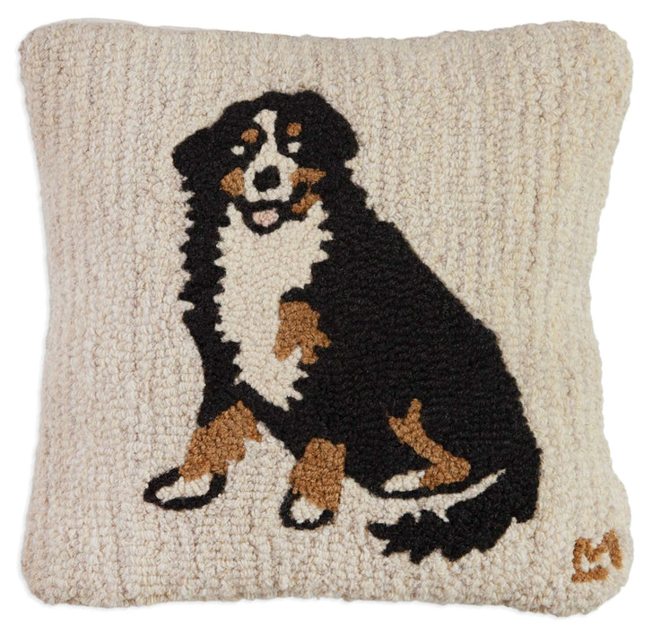 Bernese Mountain Dog - Hooked Wool Pillow
