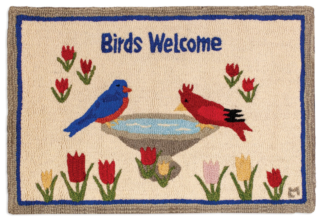 Birds Welcome - Hooked Wool Rug