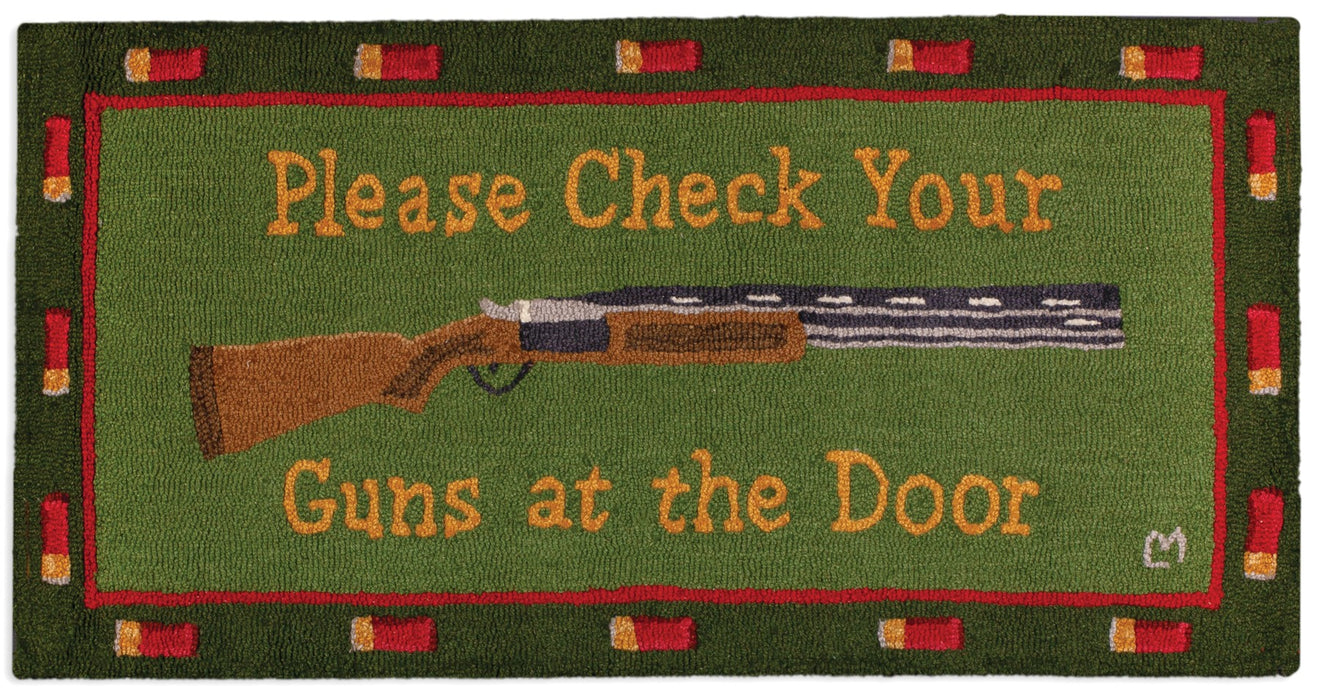 Check Your Guns - Hooked Wool Rug
