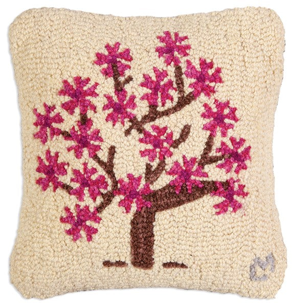 Cherry Blossoms - Hooked Wool Pillow