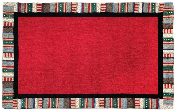 Cinnamon Border - Hooked Wool Rug