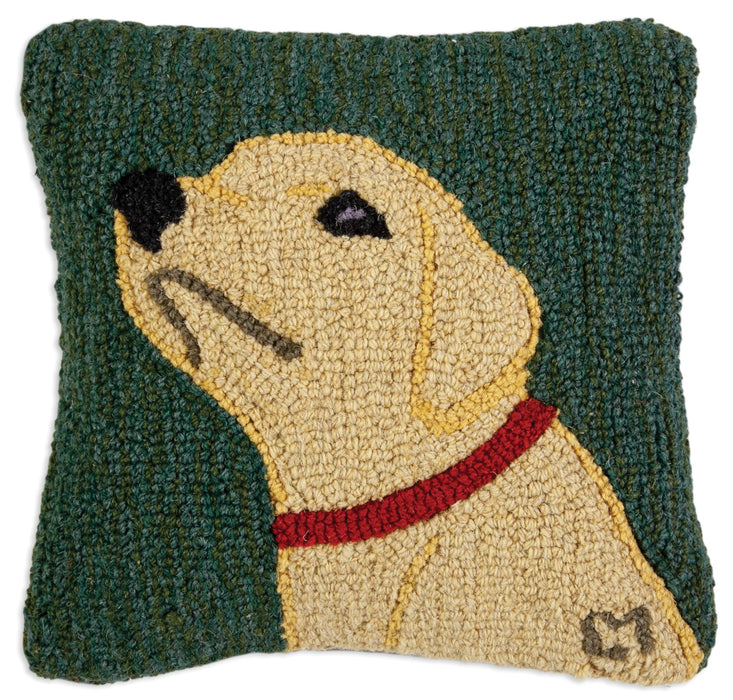 Curious Lab Yellow - Hooked Wool Pillow