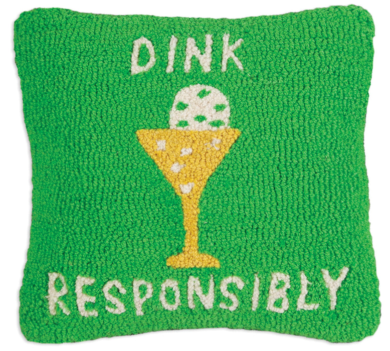 Dink Responsibly - Hooked Wool Pillow