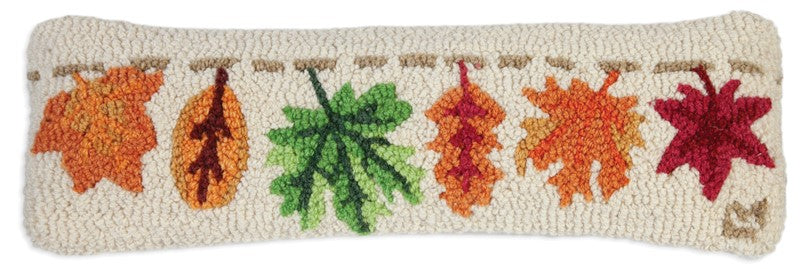 Drying Leaves - Hooked Wool Pillow