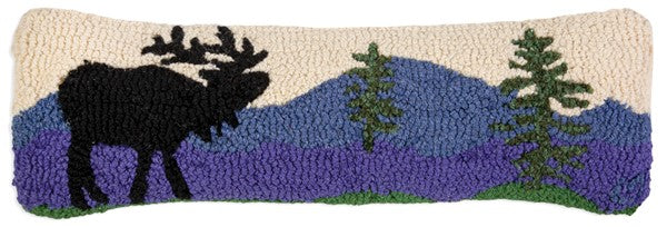Early Morning Elk - Hooked Wool Pillow