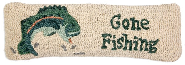 Gone Bass Fishing - Hooked Wool Pillow