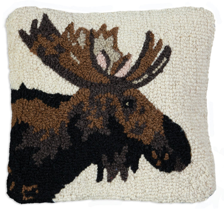 Major Moose - Hooked Wool Pillow