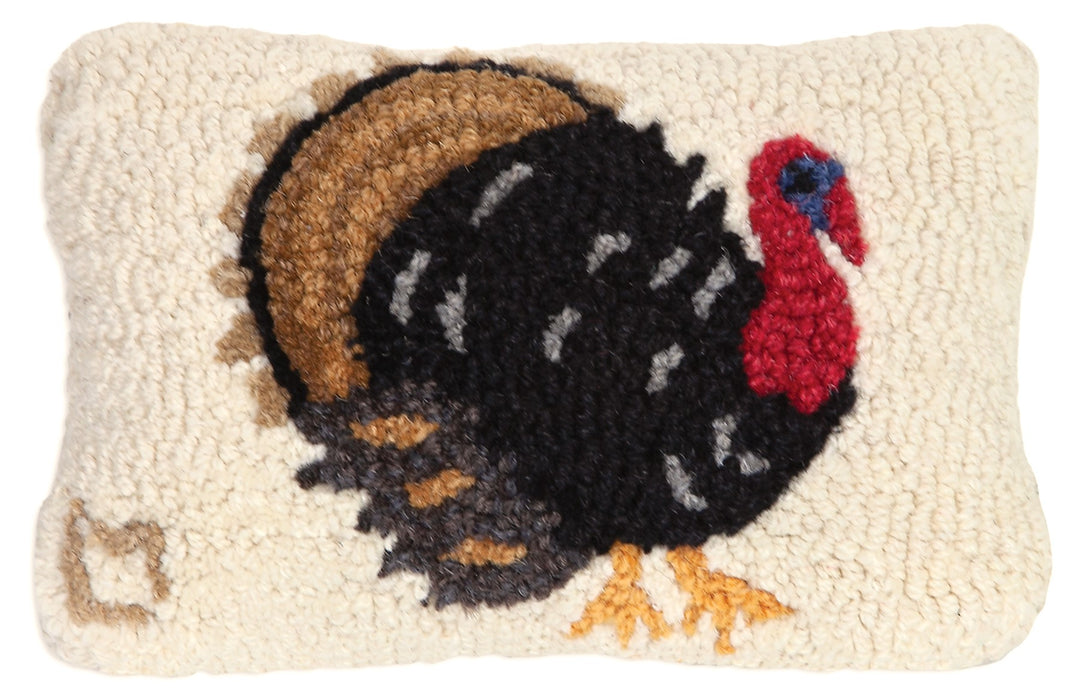 Perky Turkey - Hooked Wool Pillow