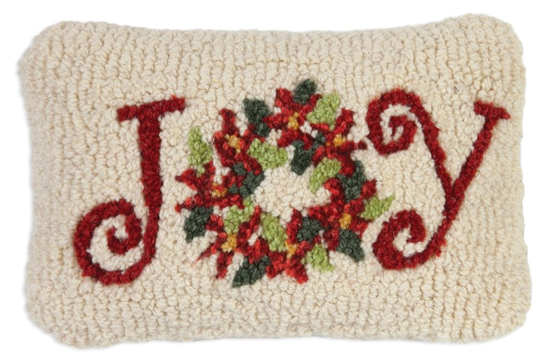 Poinsettia Joy - Hooked Wool Pillow