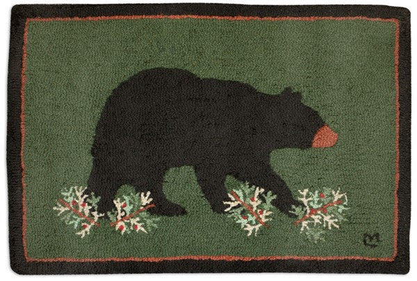 Prowling Bear - Hooked Wool Rug