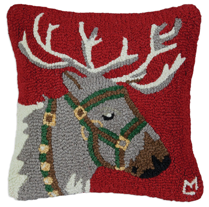 Reindeer - Hooked Wool Pillow