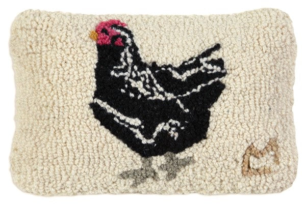 Rock Hen - Hooked Wool Pillow