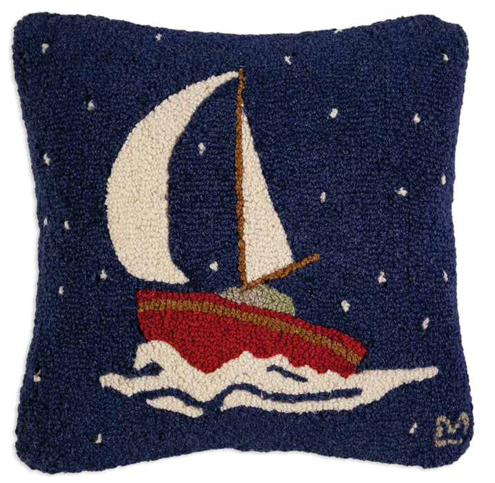 Starlight Sail - Hooked Wool Pillow