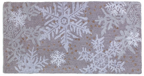 Taupe Snowflakes - Hooked Wool Rug