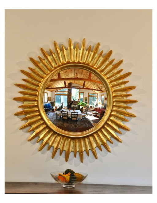 42" Antique Gold Solarburst Convex Decorative Wall Mirror