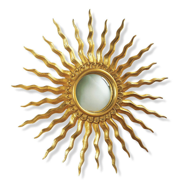 Sunburst Antique Gold Leaf Sol Convex Mirror 28" Diameter