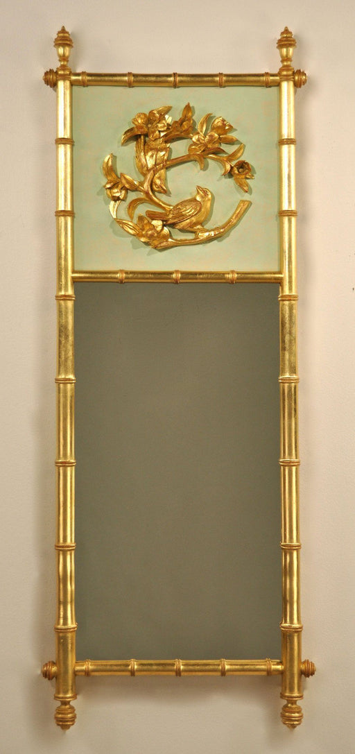 18 X 46" Plum Blossoms Bamboo Frame with Finches Mirror