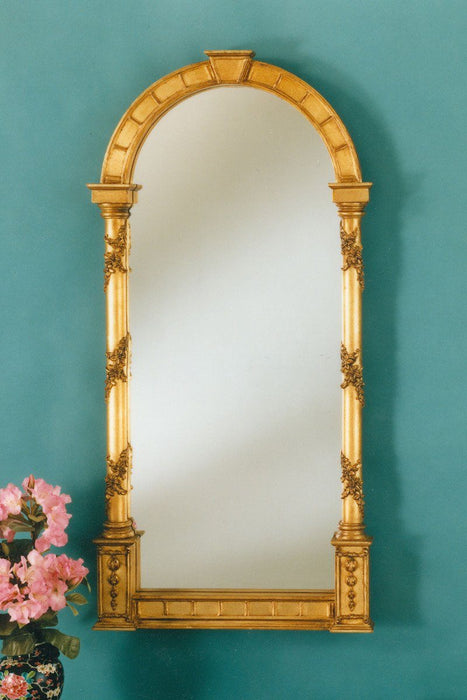 Lattice Keystone Arched Garden Niche Mirror 18" x 36"