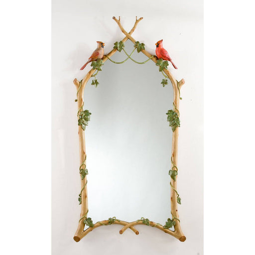 22" x 44.5" Hand Painted Twig & Ivy with Cardinals Mirror