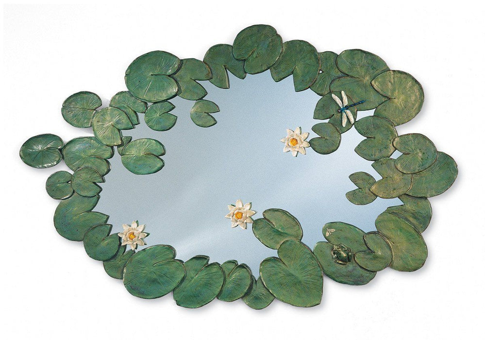 52" X 33" Waterlilies Leaf and Flower Accented Mirror