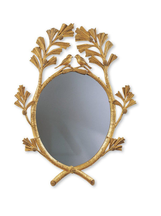 Chickadees in Pine Boughs Mirror (Hand Painted or Gold Finish)