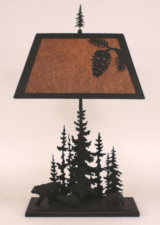 Kodiak Finished Iron Rectangle Feather Pine Tree Table Lamp