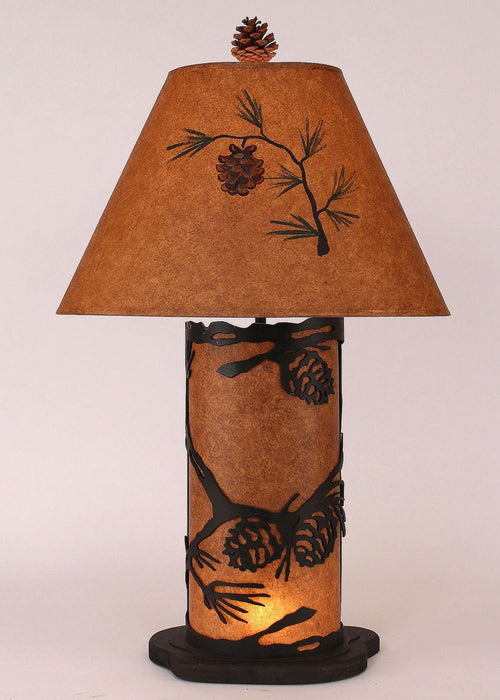 Small Table Lamp 30" H with Pine Cone Panel