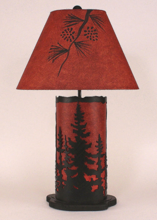 29” H Small Night Table Lamp with Feather Tree Panel