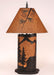 Large Cabin Scene Night Table Lamp in Rustic Brown