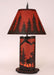 Small Moose Scene Paneled Table Lamp in Rustic Red
