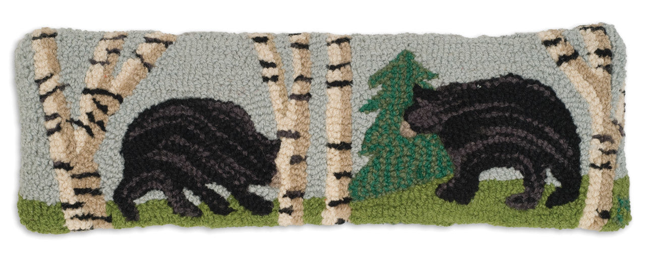 Bear In The Woods - Hooked Wool Pillow