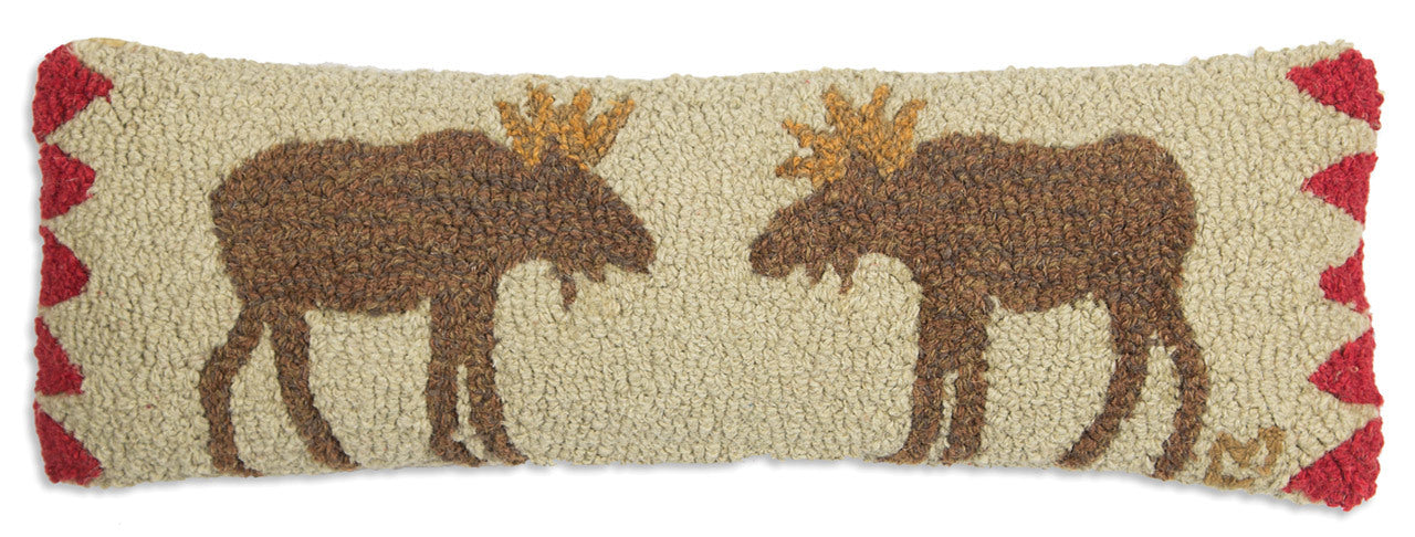Beige Moose - Hooked Wool Pillow
