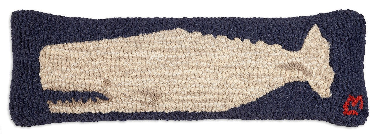 Moby Dick White - Hooked Wool Pillow — Cabin and Lodge