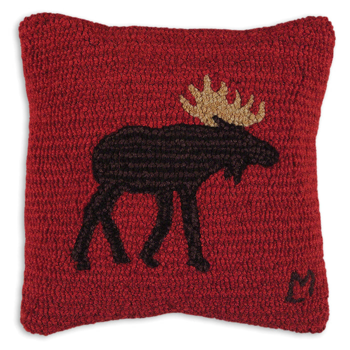 Brown Moose - Hooked Wool Pillow